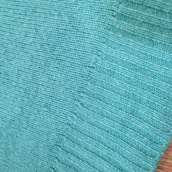 Banana Republic 100% Cashmere Sweater Teal Relaxed Turtleneck Boxy Fit XL - Picture 7 of 10